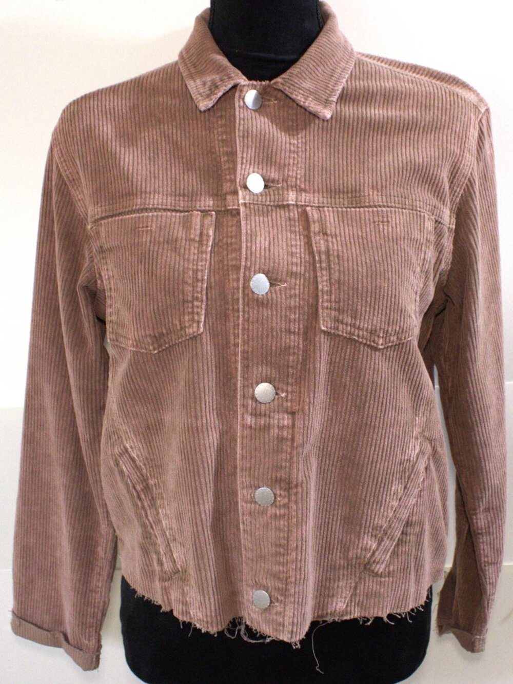 L'agence, Janelle Blush Pink Corduroy Jacket with Silver Buttons. Size Large